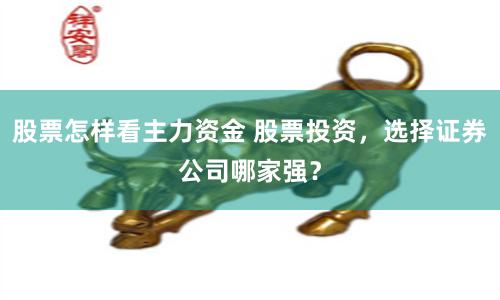 股票怎样看主力资金 股票投资，选择证券公司哪家强？